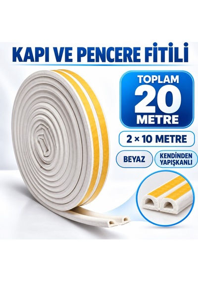 Kapı Ve Pencere Fitili Kendinden Yapışkanlı 2 X 10 Metre Toplam 20 Metre