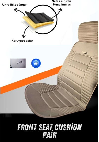 Sırt Dayamalı Araba Koltuk Minderi Ön İkili Set Bej