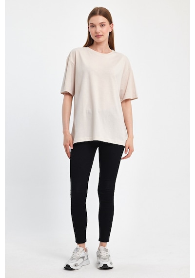 Odda 0008 Kadın Oversize Tişört Bej