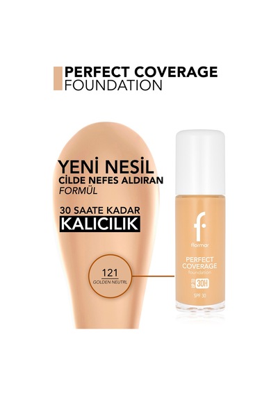 Perfect Coverage Yüksek Pigmentli & Doğal Bitişli Spf30 Fondöten 8682536106849 121gldnneutrl