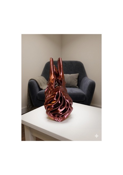 Alpin Organik Pla Avant-garde Sculptural Aksesuar 17x18x21 Cm Lüks Dekoratif - Bakır Siyah Renk Geçişli Bordo Bordo