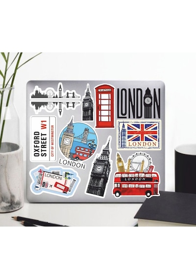 London Sticker Seti Laptop Ajanda Pc Tablet Telefon Defter Etiket Bullet Journal Diğer