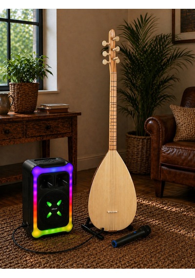 Piarro Ps1900js Maun Ağacı Jak Girişli Kısa Sap Bağlama + Amfi + Mikrafon