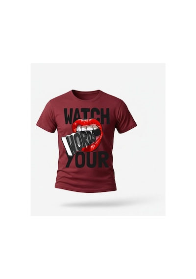Urbantrendstore Unisex Love Dudak Temalı Oversize Fit Rahat Geniş Salaş T-shirt Günlük Tişört Bordo
