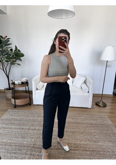 Halter Yaka Fitilli Atlet Gri