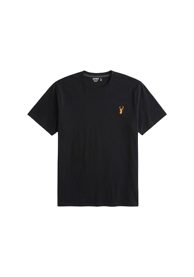 Genius Store Erkek Siyah Tişört %100 Pamuk Süprem Basic Tişört Bisiklet Yaka Nakışlı T-shirt Erkek-nakışlı