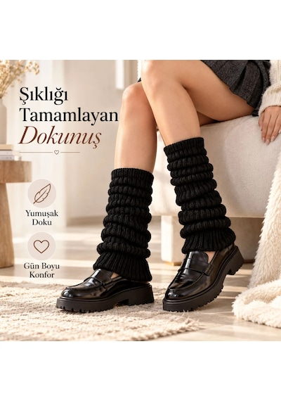 Genel Kadın Siyah Fitilli Örgü Tozluk 3'lü Seti %97 Pamuk %3 Polyester Büzgü Siyah / Standart / 3 Adet