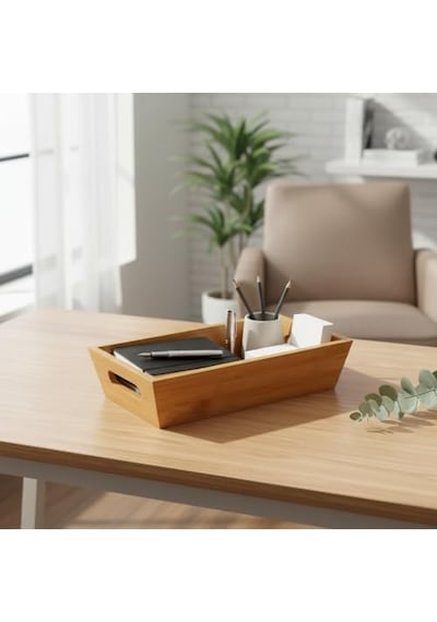 Bambu Ekmek Sepeti Ve Sunumluk 33x15x7 Cm Doğal Ahşap Modern Meyve, Sebze Ve Servis Sepeti Antibakteriyel Ve Ş Diğer