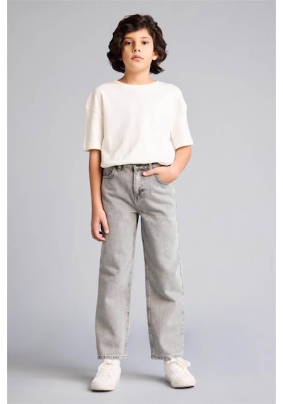 Defacto Wıde Leg Düz Paça Jean Pantolon Erkek Çocuk F8433a826smnm55 Gri-nm55