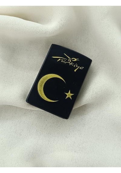 Çakmak Pürmüz Ayarlanabilir Mavi Gazlı Doldurulabilir Ay Yıldız Çakmak