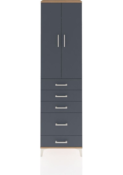 Arges Dolap 2 Raflı 5 Çekmeceli Tek Askılı 60x30x221 Çam-antr... Çam