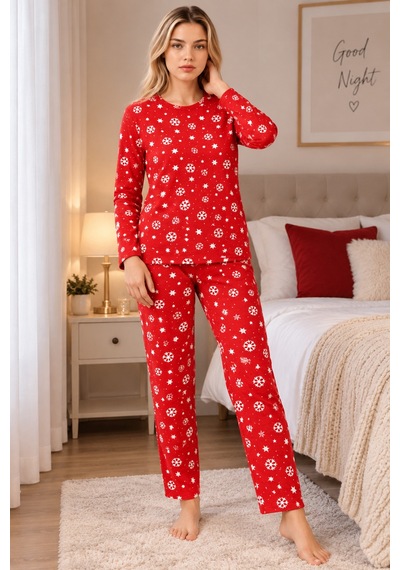 Genel Markalar Kadın Kırmızı Yılbaşı Pijama Takımı Kar Tanesi Desenli Ev Giyim Kırmızı Kırmızı Genel Markalar Kadın Kırmızı Yılbaşı Pijama Takımı Kar Tanesi Desenli Ev Giyim Kırmızı Kırmızı