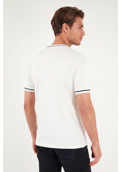 Buratti Pamuklu Bisiklet Yaka Kontrast Şeritli T Shirt Erkek T Shirt 5904034 Ekru
