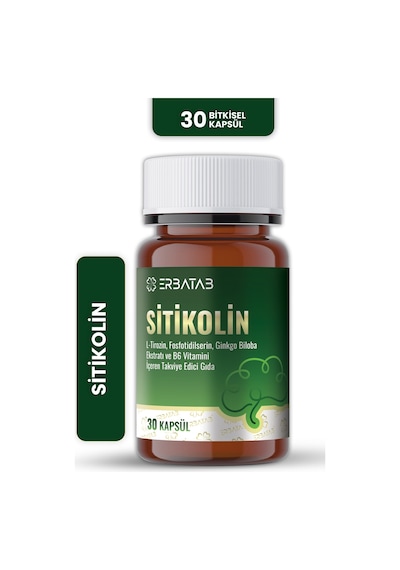 Erbatab Sitikolin L-tirozin, Fosfatidilserin, Ginkgo Biloba Ekstraktı Ve B6 Vitamini İçeren Takviye Edici Gıda 30 Vcaps