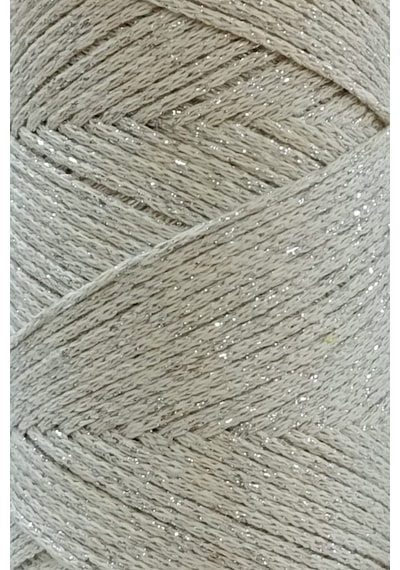 Ultra Simli Krem Gümüş 2 Mm Makrome İpi 200 Gr