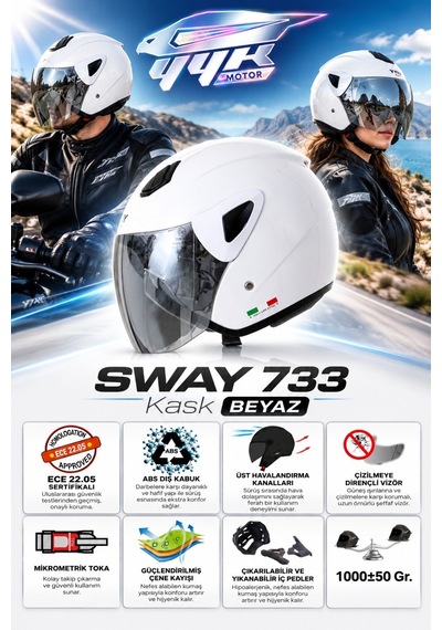 Sw 700 / 733 Yarım Açık Kask Beyaz
