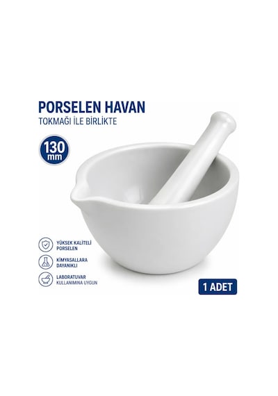 Porselen Havan Tokmağı İle Birlikte 130 Mm 1 Adet
