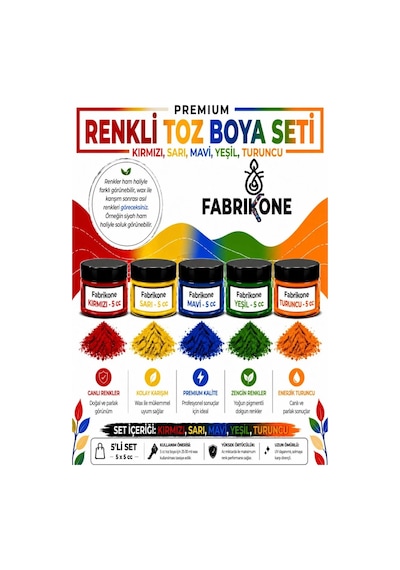 5'li Set Premium Parafin Soya Wax Toz Mum Boyası Hobi Seti - 5 Cc Kırmızı, Sarı, Mavi, Yeşil, Turuncu Bkfab5ksrmyt5g Karışık