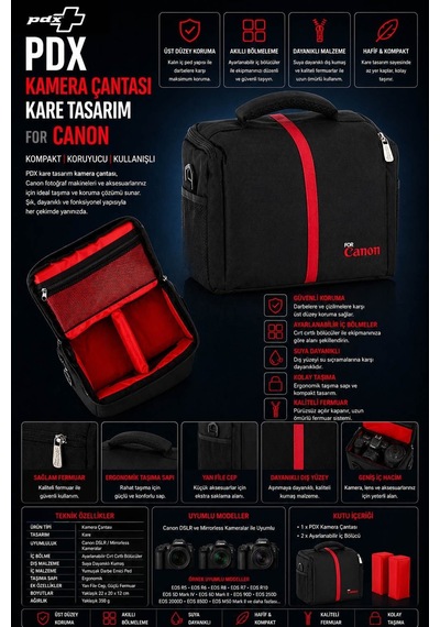 Pdx Kamera Çantası Kare Tasarım For Canon