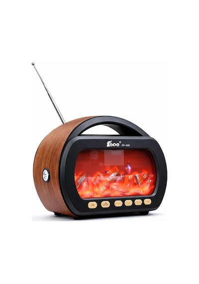 Şömine Efektli Nostaljik Bluetooth Radyo Fm Radyo El Fenerli Hoparlör