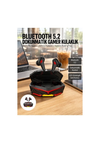 Dokunmatik Kontrol Tws Işıklı Kulakiçi Bluetooth Kulaklık Kablosuz Kulaklığı - Verah18669-9 Renkli