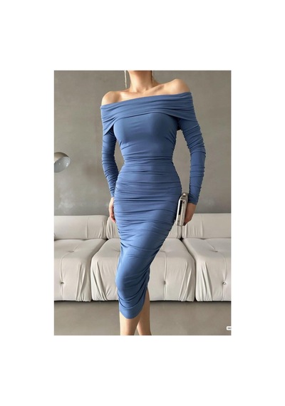 Trendexa Esnek Elbise Sandy Abiye Midi Straplez Kumaş Renk: Mavi Beden: L Mac Trendexa Esnek Elbise Sandy Abiye Midi Straplez Kumaş Renk: Mavi Beden: L Mac