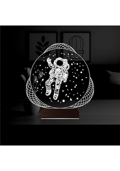 Luvivia Astronot Uzay 3d Lamba - Masa Gece Lambası V3 Şeffaf