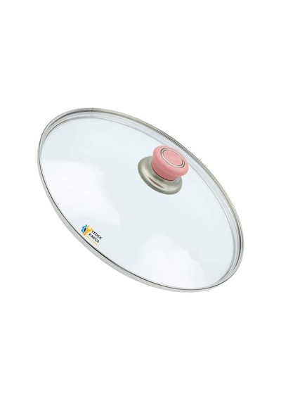 Tencere Sahan Tava Cam Kapağı Kapak 40 Cm Pembe Tutma Tepesi