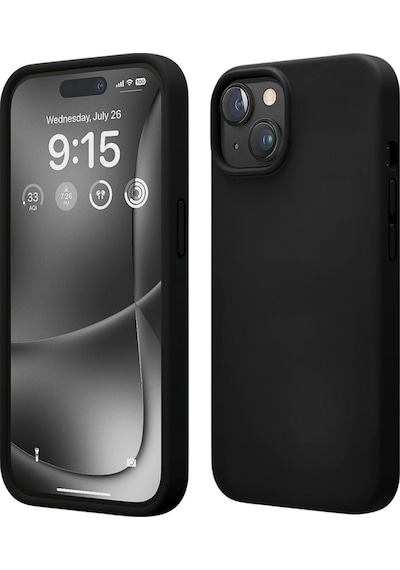 Apple Uyumlu iPhone 15  Silikon Kılıf - Pastel Renk Tonu Esnek Tam Koruma Kapak - Siyah