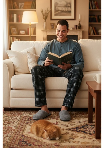 Buratti Ekoseli Yumuşak Dokulu Regular Fit Uzun Kollu Erkek Pijama Takımı 609611030 Antrasit