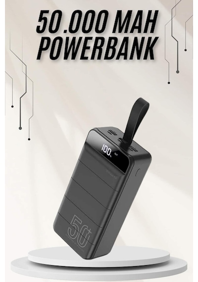 Powerbank Çoklu Şarj Girişi 50.000 Mah Taşınabilir Dijital Göster