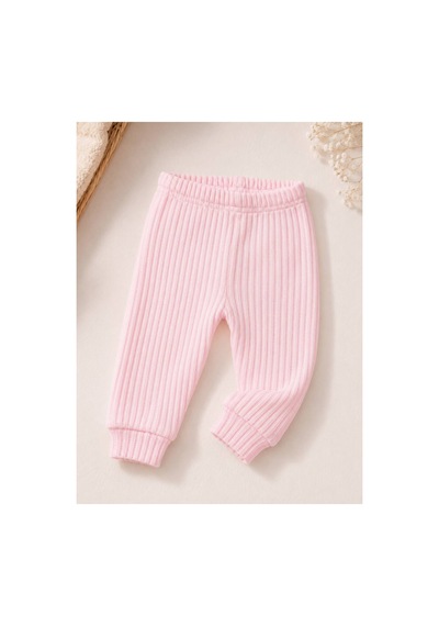 H&c Coolboy H&c %100 Pamuk Ajurlu Bebek Tek Alt Pantolon 0-36 Ay Yumuşak Dokulu Esnek Bel Pembe Noktalı