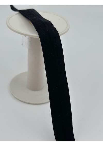 1.5 Cm Likralı Kadife Esnek -5 Metre-siyah