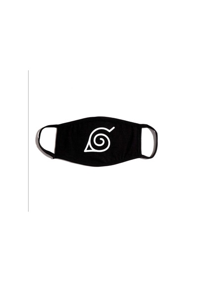 Bant Naruto Konaha Desenli Pamuklu Yıkanabilir Maske Siyah