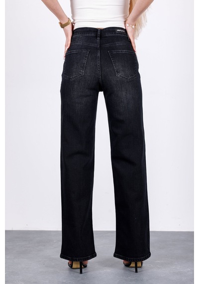 HLT Jeans Antrasit Kadın Wide Leg Jean Yüksek Bel Palazzo Likralı Esnek Kot Pantolon Jessica-2046