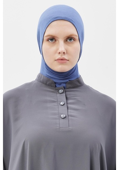 Altobeh Kadın Tesettür Pratik Boyunluklu Hijab - Sporcu Bone Açık Kot Açık Mavi