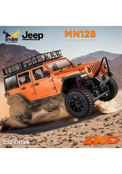 Mn Model Mn128 1/12 Jeep Wrangler Rubicon 4wd Rc Model Crawler Offroad Truck Uzaktan Kumandalı Araba Rtr Turuncu+dahili Işık Seti Mn-128