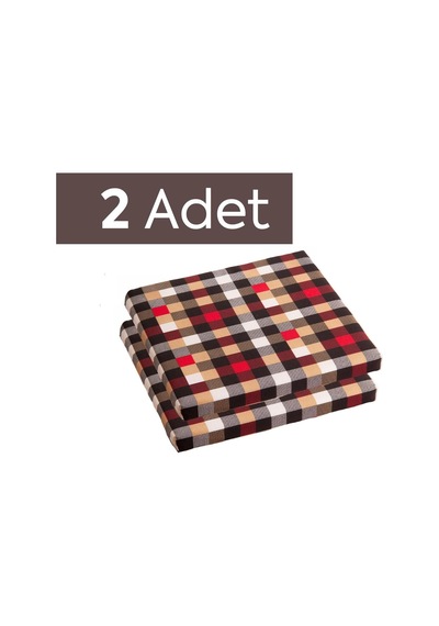 Sandalye Oturum Minderi Desenli 40x40x4 Bağcıklı Çıkarılabilir Kılıflı Çökme Yapmaz Kırmızı 2'li Çok Renkli