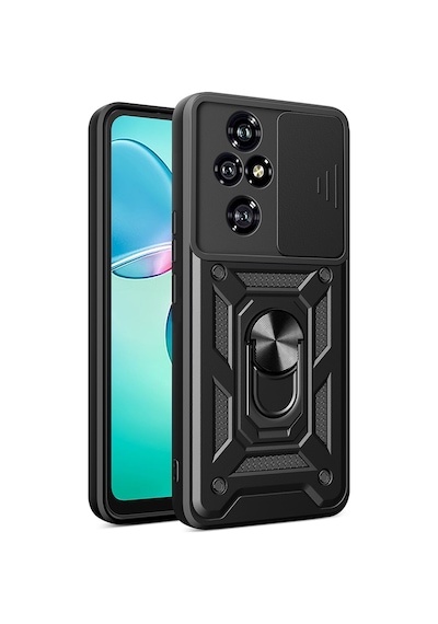 Zore Honor 200 Pro Uyumlu Kılıf Magnetik Standlı Kamera Korumalı Nvth Sürgülü Vega Kapak-siyah