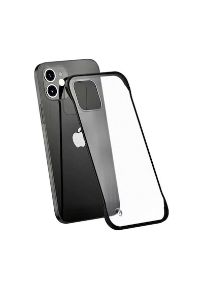 Apple Uyumlu  iPhone 12 Pro Max Kilif Siyah Çerçeveli Seffaf Arka Silikon 513596242