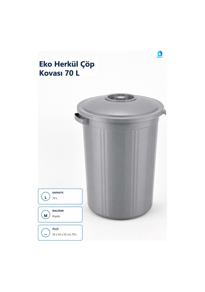 Eko Herkül Çöp Kovası 70 L Plastik Banyo Çöp Kovası Çok Renkli