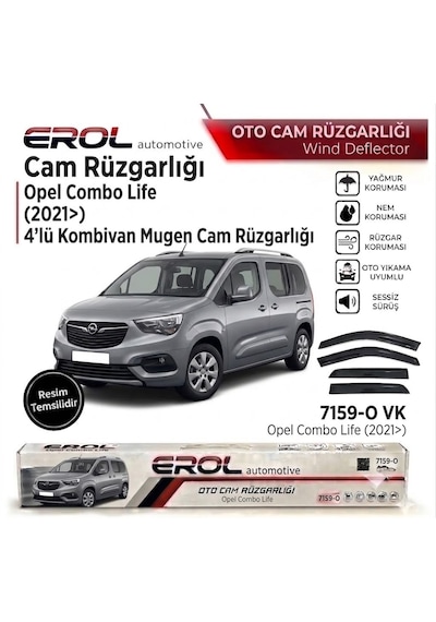 Opel Combo Life 2021 4'lü Mugen Cam Rüzgarlığı Siyah