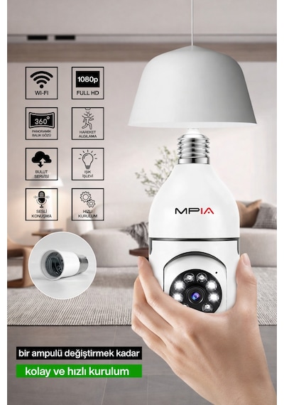 4 Mp Yeni Versiyon Wifi 360 Panoramik Ampul Kamera Gece Görüş Ses Akıllı Hareket Algılayıcı Güvenlik Kamerası