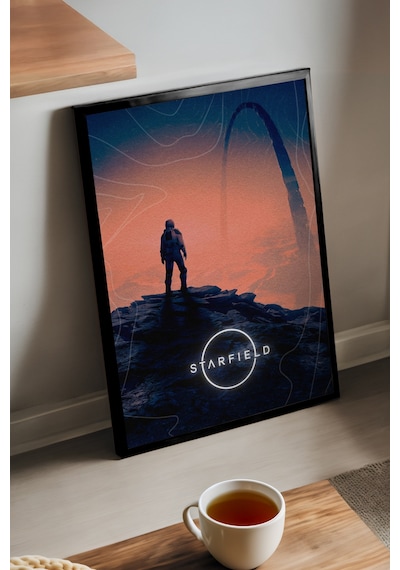 Starfield Siyah Ahşap Çerçeveli Poster, Dekoratif Oyun Duvar Tablosu