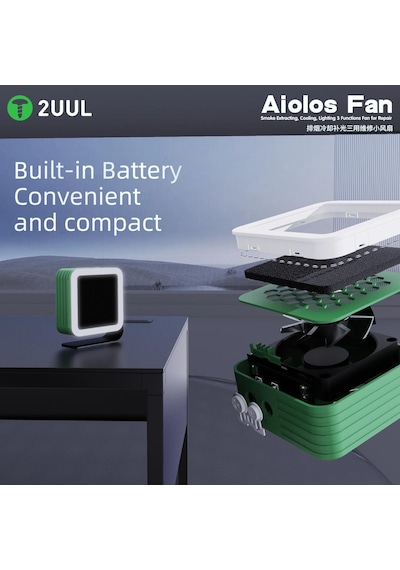 2uul Da98 Aiolos Çok Fonksiyonlu Fan Duman Emme, Hızlı Soğutma, Led Işık