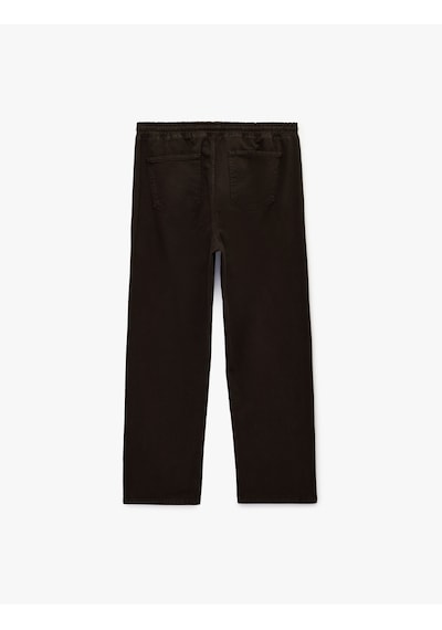 Koton Pamuklu Cepli Bol Kalıp Beli Bağcıklı Jean Pantolon Kahverengi 7wam40071nd Kahve