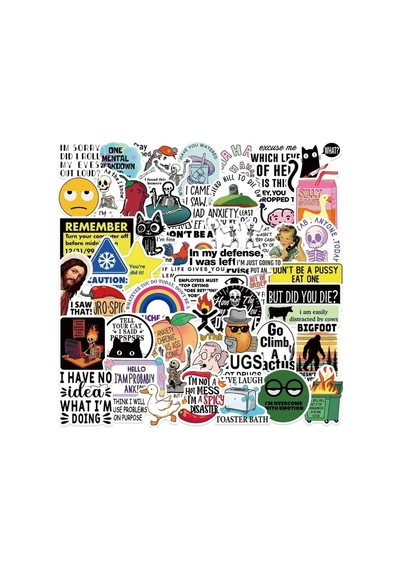 50'li Snarky Cartoon Meme Stickers, Sticker Seti Laptop Notebook Tablet Sticker Seti