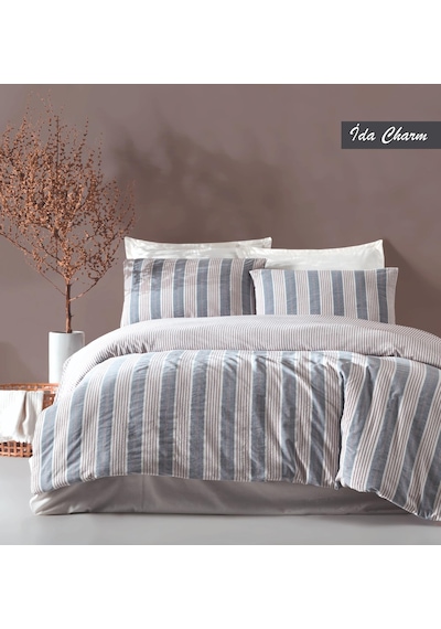 Majoli Naturel Çift Kişilik Nevresim Takımı İdea Charm Desenli