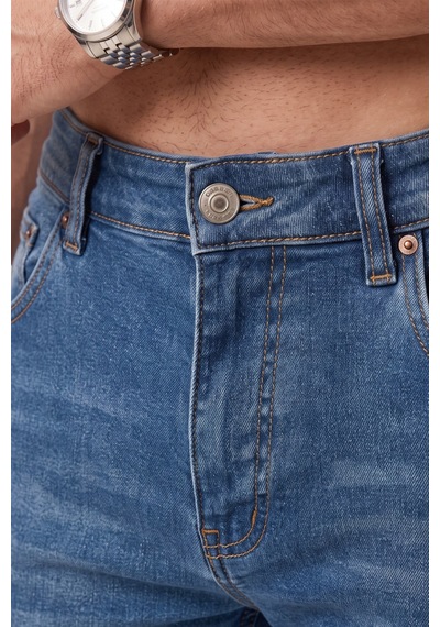 Rizzup Erkek Slim Fit Dar Kesim Likralı Mavi Kot Pantolon Dar Paça İnce Esnek Jean 2608306
