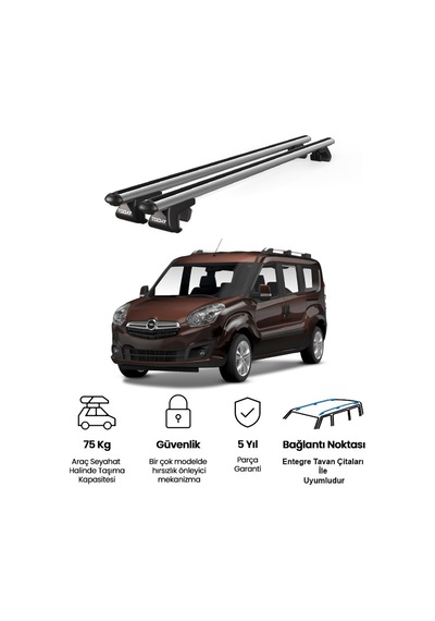Venüs Opel Combo 2012-2018 Uyumlu Gri Ara Atkı Port Bagaj Tavan Barı